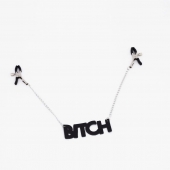 Зажимы на соски с кожаной подвеской Bitch - Crazy Handmade - купить с доставкой в Березниках