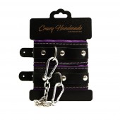 Черно-фиолетовые скругленные наручники с мягкой подкладкой - Crazy Handmade - купить с доставкой в Березниках