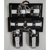 Набор фиксаторов из черной и белой натуральной кожи - Crazy Handmade - купить с доставкой в Березниках