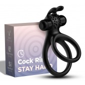 Черное эрекционное виброкольцо с подхватом мошонки Stay Hard - Boys of Toys - в Березниках купить с доставкой
