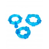 Набор из 3 синих эрекционных колец с различным рельефом - Erowoman-Eroman - в Березниках купить с доставкой
