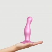 Розовая насадка Strap-On-Me Dildo Plug Curvy size M - Strap-on-me - купить с доставкой в Березниках