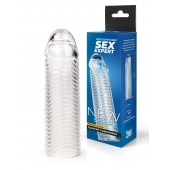 Прозрачная закрытая насадка на пенис с ребрышками - 16 см. - Sex Expert - в Березниках купить с доставкой