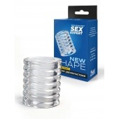 Прозрачная сквозная насадка на пенис с ребрышками - Sex Expert - в Березниках купить с доставкой