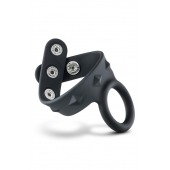 Черное эрекционное кольцо с подхватом мошонки на кнопках VS6 - Blush Novelties - в Березниках купить с доставкой