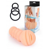 Телесный мастурбатор-вагина с эрекционными кольцами в комплекте - Sexy Girl - в Березниках купить с доставкой