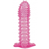 Гелевая розовая насадка с шипами - 12 см. - Toyfa Basic - в Березниках купить с доставкой