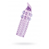 Гелевая фиолетовая насадка с шариками, шипами и усиком - 11 см. - Toyfa Basic - в Березниках купить с доставкой