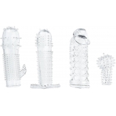 Набор из 4 насадок на член Pleasured Penis Enhancement Sleeve 4 Pack - XR Brands - в Березниках купить с доставкой