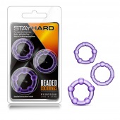 Набор из 3 фиолетовых эрекционных колец Stay Hard Beaded Cockrings - Blush Novelties - в Березниках купить с доставкой