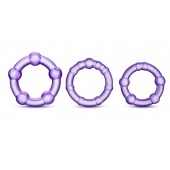 Набор из 3 фиолетовых эрекционных колец Stay Hard Beaded Cockrings - Blush Novelties - в Березниках купить с доставкой