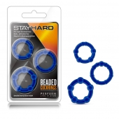 Набор из 3 синих эрекционных колец Stay Hard Beaded Cockrings - Blush Novelties - в Березниках купить с доставкой