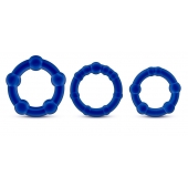 Набор из 3 синих эрекционных колец Stay Hard Beaded Cockrings - Blush Novelties - в Березниках купить с доставкой