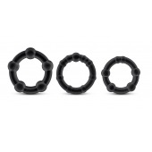 Набор из 3 чёрных эрекционных колец Stay Hard Beaded Cockrings - Blush Novelties - в Березниках купить с доставкой