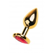 Золотистая анальная пробка с кристаллом-сердцем - 7,5 см. - ToyFa - купить с доставкой в Березниках