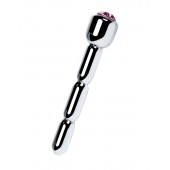 Серебристый уретральный плаг со стразом - 7 см. - ToyFa - купить с доставкой в Березниках