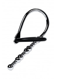 Серебристый уретральный плаг-бусины TOYFA Metal с мягким фиксириющим кольцом - ToyFa - купить с доставкой в Березниках