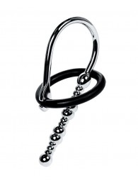 Серебристый уретральный плаг-бусины TOYFA Metal с мягким фиксириющим кольцом - ToyFa - купить с доставкой в Березниках