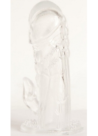 Прозрачная гелевая насадка с клиторальным отростком - 13 см. - Toyfa Basic - в Березниках купить с доставкой