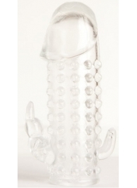 Гелевая прозрачная насадка с 2 отростками - 13 см. - Toyfa Basic - в Березниках купить с доставкой