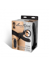 Чёрный полый страпон с вибрацией Unisex Vibrating Hollow Strap-On - 14 см. - Lux Fetish - купить с доставкой в Березниках