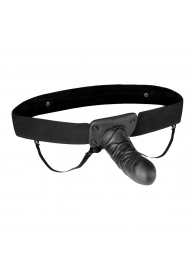 Чёрный полый страпон с вибрацией Unisex Vibrating Hollow Strap-On - 14 см. - Lux Fetish - купить с доставкой в Березниках