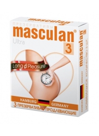 Розовые презервативы Masculan Ultra Long Pleasure с колечками, пупырышками и продлевающим эффектом - 3 шт. - Masculan - купить с доставкой в Березниках