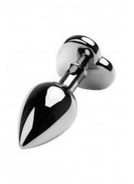 Серебристая коническая анальная пробка с красным кристаллом-сердечком - 7 см. - ToyFa - купить с доставкой в Березниках