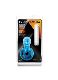 Голубое эрекционное виброкольцо 10 Function Vibrating Tongue Ring - Blush Novelties - в Березниках купить с доставкой