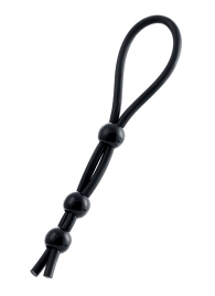 Черное лассо на пенис с тремя бусинами - A-toys - в Березниках купить с доставкой