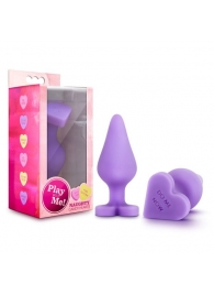 Фиолетовая анальная пробка Naughty Candy Heart Do Me Now - 8,9 см. - Blush Novelties - купить с доставкой в Березниках