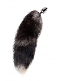Серебристая металлическая анальная втулка с хвостом чернобурой лисы - размер S - ToyFa - купить с доставкой в Березниках