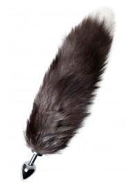 Серебристая металлическая анальная втулка с хвостом чернобурой лисы - размер S - ToyFa - купить с доставкой в Березниках