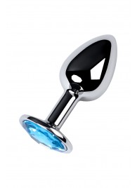 Серебристая конусовидная анальная пробка с голубым кристаллом - 7 см. - ToyFa - купить с доставкой в Березниках