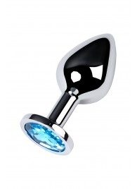 Серебристая конусовидная анальная пробка с голубым кристаллом - 8 см. - ToyFa - купить с доставкой в Березниках