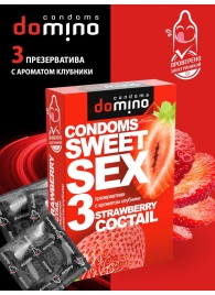 Презервативы для орального секса DOMINO Sweet Sex с ароматом клубничного коктейля  - 3 шт. - Domino - купить с доставкой в Березниках