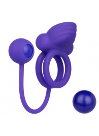 Фиолетовое эрекционное кольцо с утяжелителем Silicone Rechargeable Dual Rockin Rim Enhancer - California Exotic Novelties - в Березниках купить с доставкой