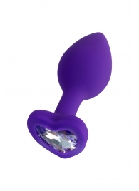 Фиолетовая анальная втулка Diamond Heart с прозрачным кристаллом - 7 см. - ToyFa - купить с доставкой в Березниках