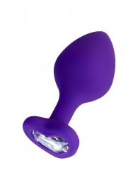 Фиолетовая анальная втулка Diamond Heart с прозрачным кристаллом - 8 см. - ToyFa - купить с доставкой в Березниках