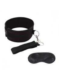 Черный ошейник с длинным поводком Collar and Leash Set - Lux Fetish - купить с доставкой в Березниках