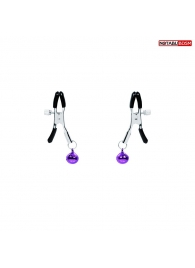 Оригинальные зажимы на соски с фиолетовыми шариками - Notabu - купить с доставкой в Березниках