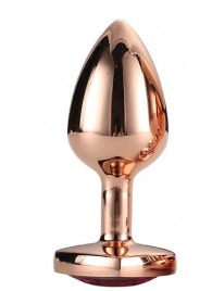 Золотистая анальная втулка с кристаллом-сердечком розового цвета - 7,1 см. - Dream Toys - купить с доставкой в Березниках