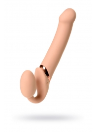 Телесный безремневой вибрострапон Vibrating Bendable Strap-On L - Strap-on-me - купить с доставкой в Березниках