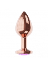 Пробка цвета розового золота с фиолетовым кристаллом Diamond Amethyst Shine S - 7,2 см. - Lola Games - купить с доставкой в Березниках