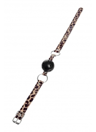 Черный кляп-шар на леопардовых ремешках Anonymo - ToyFa - купить с доставкой в Березниках