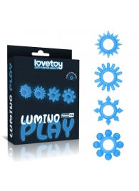 Набор из 4 голубых, светящихся в темноте эрекционных колец Lumino Play - Lovetoy - в Березниках купить с доставкой