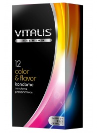 Цветные ароматизированные презервативы VITALIS PREMIUM color   flavor - 12 шт. - Vitalis - купить с доставкой в Березниках