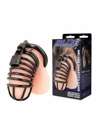 Черная металлическая клетка с замком Deluxe Chastity Cage - BlueLine - купить с доставкой в Березниках