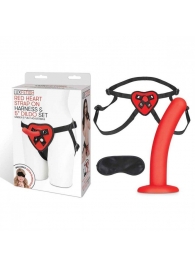 Красный поясной фаллоимитатор Red Heart Strap on Harness   5in Dildo Set - 12,25 см. - Lux Fetish - купить с доставкой в Березниках