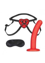 Красный поясной фаллоимитатор Red Heart Strap on Harness   5in Dildo Set - 12,25 см. - Lux Fetish - купить с доставкой в Березниках